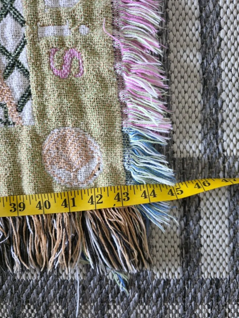 Vintage Tennis Woven Tapestry Throw Blanket 45x60 Fringe Sports Goodwin Weavers